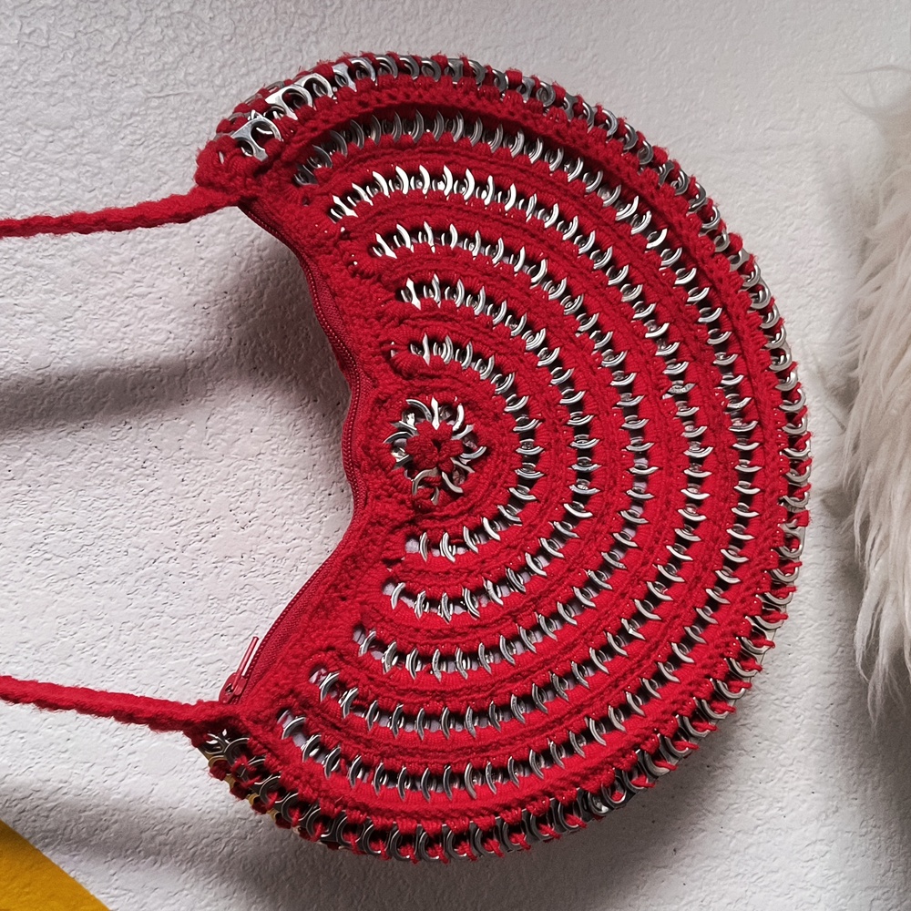 Handmade bag with crochet weaving technique.   New